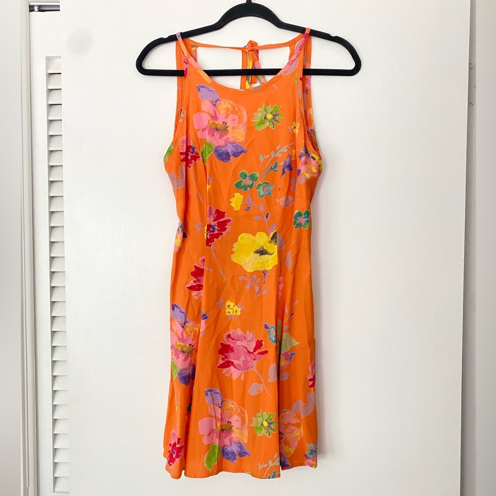 Rare 90s Paris Sport Club Floral Mini Dress Open Back (1/2)